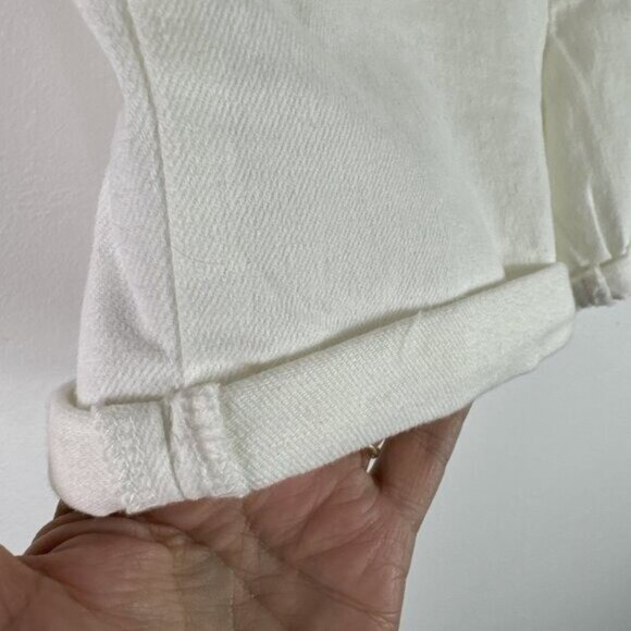 Levi’s Women's 32 Mid Length Midrise Denim Shorts Stretch Off White NWT 0602 - Picture 4 of 13